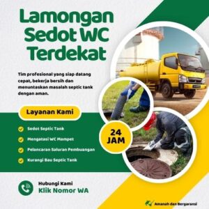 Klik Nomor WA📞 Jasa Sedot WC di Lamongan Jika Septic Tank Penuh atau Saluran Mampet