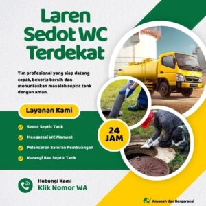 Klik Nomor WA📞 Jasa Sedot WC di Laren Jika Septic Tank Penuh atau Saluran Mampet