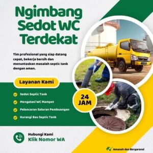 Klik Nomor WA📞 Jasa Sedot WC di Ngimbang Jika Septic Tank Penuh atau Saluran Mampet