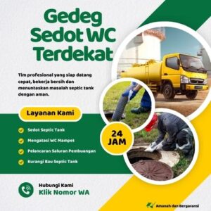Klik Nomor WA📞 Jasa Sedot WC di Gedeg Jika Septic Tank Penuh atau Saluran Mampet