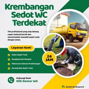 Klik Nomor WA📞 Jasa Sedot WC di Krembangan Jika Septic Tank Penuh atau Saluran Mampet