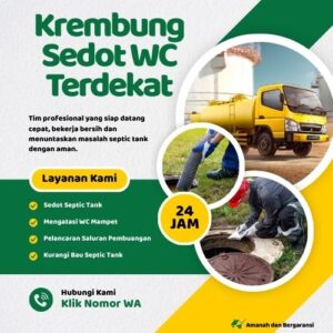 Klik Nomor WA📞 Jasa Sedot WC di Krembung Jika Septic Tank Penuh atau Saluran Mampet