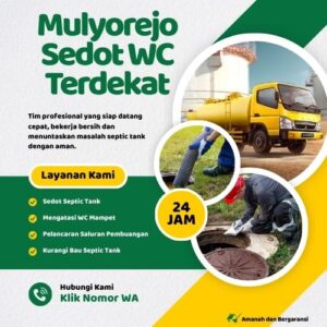 Klik Nomor WA📞 Jasa Sedot WC di Mulyorejo Jika Septic Tank Penuh atau Saluran Mampet