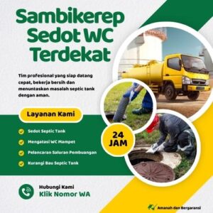 Klik Nomor WA📞 Jasa Sedot WC di Sambikerep Jika Septic Tank Penuh atau Saluran Mampet