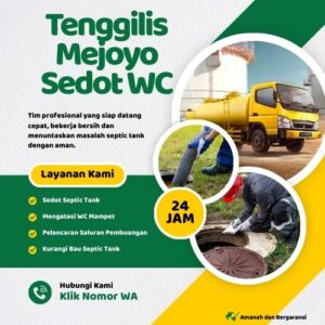 Klik Nomor WA📞 Jasa Sedot WC di Tenggilis Mejoyo Jika Septic Tank Penuh atau Saluran Mampet