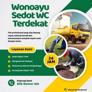 Klik Nomor WA📞 Jasa Sedot WC di Wonoayu Jika Septic Tank Penuh atau Saluran Mampet
